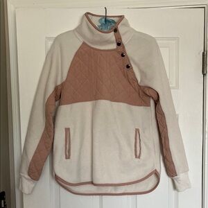 Cream and Dusty Pink Quilted Pullover